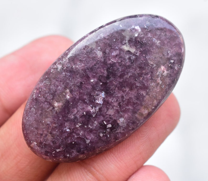 Purple Lepidolite Cabochon / Top Grade Purple Lepidolite Gemstone / Oval Shape / 49.15 Ct. / 43X24X5 mm. Loose Gemstone C-558 image 2