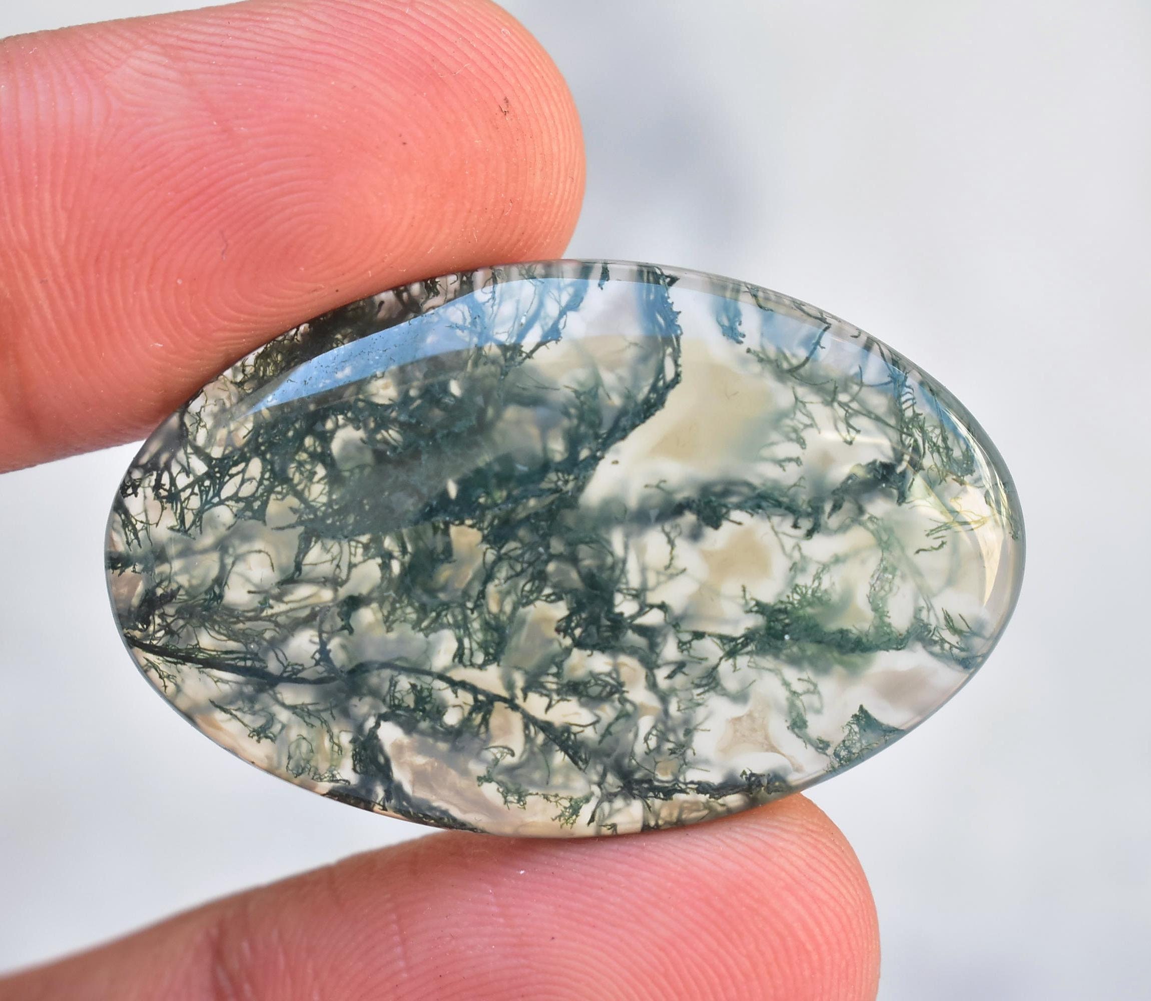 Green Moss Agate Cabochon / AAA Green Moss Agate Gemstone | Etsy