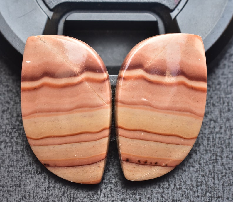 Loose Gemstone C-250 Wave Dolomite Pair Cabochon Unique Desert Pattern Wave Dolomite Pair Gemstone Fancy Shape 40.75 ct 28x17x4 mm