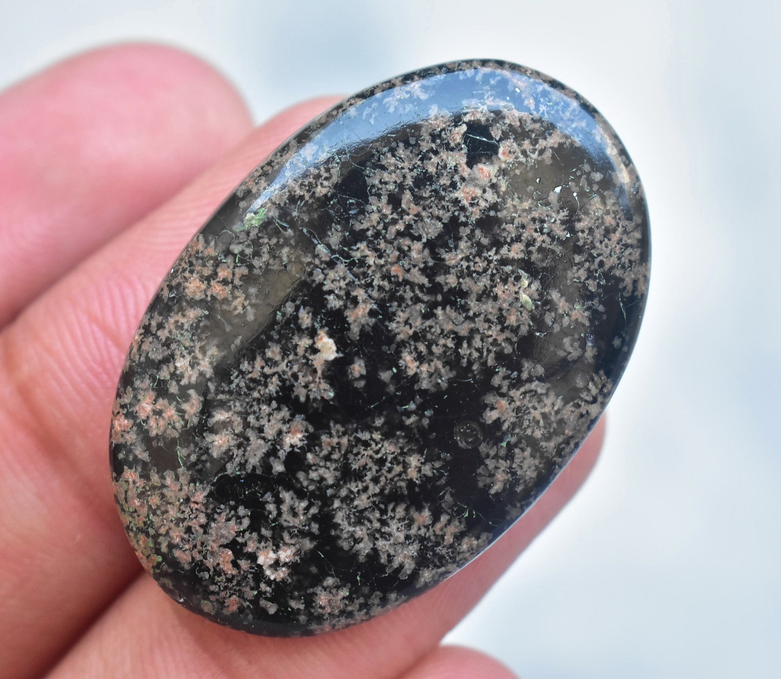 Flower Obsidian Cabochon / Flower Obsidian Gemstone / Oval Etsy