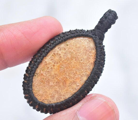 35X24X6 mm Loose Gemstone F-988 Fossil Coral Pendant  Fossil Coral Macrame Pendant  Gemstone Macarame Pendant  Oval Shape 35.85 Ct