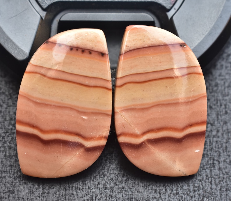 Loose Gemstone C-250 Wave Dolomite Pair Cabochon Unique Desert Pattern Wave Dolomite Pair Gemstone Fancy Shape 40.75 ct 28x17x4 mm