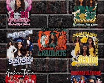 7 Canva Abschlussvorlagen | Class of 2026 Shirt & Print Designs (Digitaler Download)