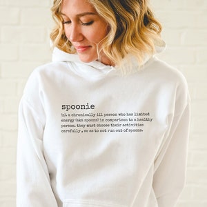 Spoonie Definition Unisex Hooded Sweatshirt | Chronic Illness Hoodie, Dysautonomia, Spoon Theory Hoodie, EDS, POTS, Autoimmune Disease