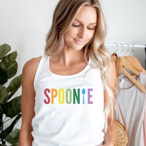 Spoonie Rainbow Womens Racerback Tank | Chronic Illness, Spoon Theory, POTS, EDS, Neurodiversity, Lyme Disease, Invisible Illness