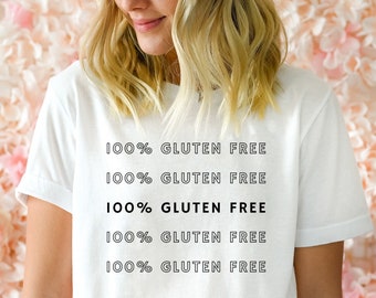 Cute 100% Gluten Free Unisex Awareness T-Shirt | Celiac Disease Tee, Gluten Allergy Shirt, Gluten Sensitive, Adorable Celiac T-Shirt
