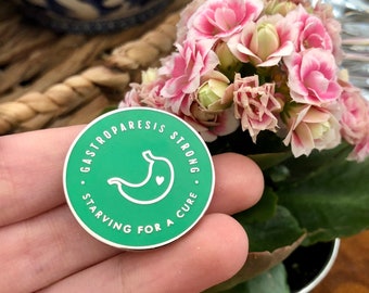 RETIRING ITEM | Gastroparesis Strong "Starving For A Cure" 1.25" Enamel Pin | Gastroparesis Warrior Pin, GP Awareness Gift