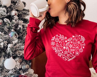 Spoonie Christmas Heart Long Sleeve T-Shirt | Spoonie Holiday Shirt, Chronic Illness Christmas Gift, Dysautonomia Holiday Tee, Spoonie Xmas