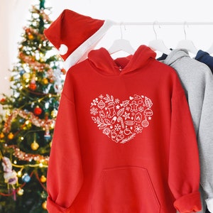 Spoonie Christmas Heart Hoodie Sweatshirt |  Spoonie Christmas Gift, Chronic Illness Awareness Holiday Sweater, Chronically Ill Hoodie