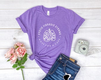 Cystic Fibrosis Strong "Hope For A Cure" Awareness T-Shirt | Purple 65 Roses, Lung Disease Shirt, Cystic Fibrosis Gift, Lung Transplant