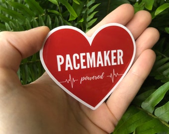 PERSÖNLICHER ARTIKEL | Pacemaker Powered 3 "Vinyl Aufkleber | Herzschrittmacher-Chirurgie Geschenk, Tachykardie, Bradykardie, Herz-Chirurgie, batteriebetrieben