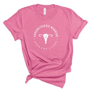 Endometriosis Warrior Hope For a Cure T-Shirt Pelvic Pain, Cramps, Uterus, Endometriosis Surgery Tee Charity Pink