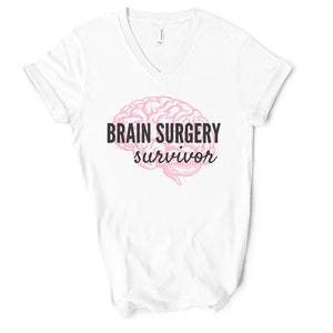 Brain Surgery Survivor Unisex V-Neck Tee Chiari Malformation, Intracranial Hypertension, Brain Cancer, Hydrocephalus, Brain Tumor T-Shirt image 1