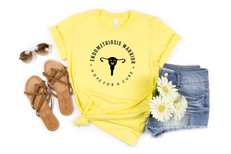 Endometriosis Warrior Hope For a Cure T-Shirt Pelvic Pain, Cramps, Uterus, Endometriosis Surgery Tee Yellow