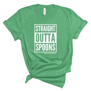 Spoonie Straight Outta Spoons Unisex T-Shirt Spoon Theory, Chronic Illness, Invisible Illness Dysautonomia, EDS, Autoimmune Disease Heather Kelly