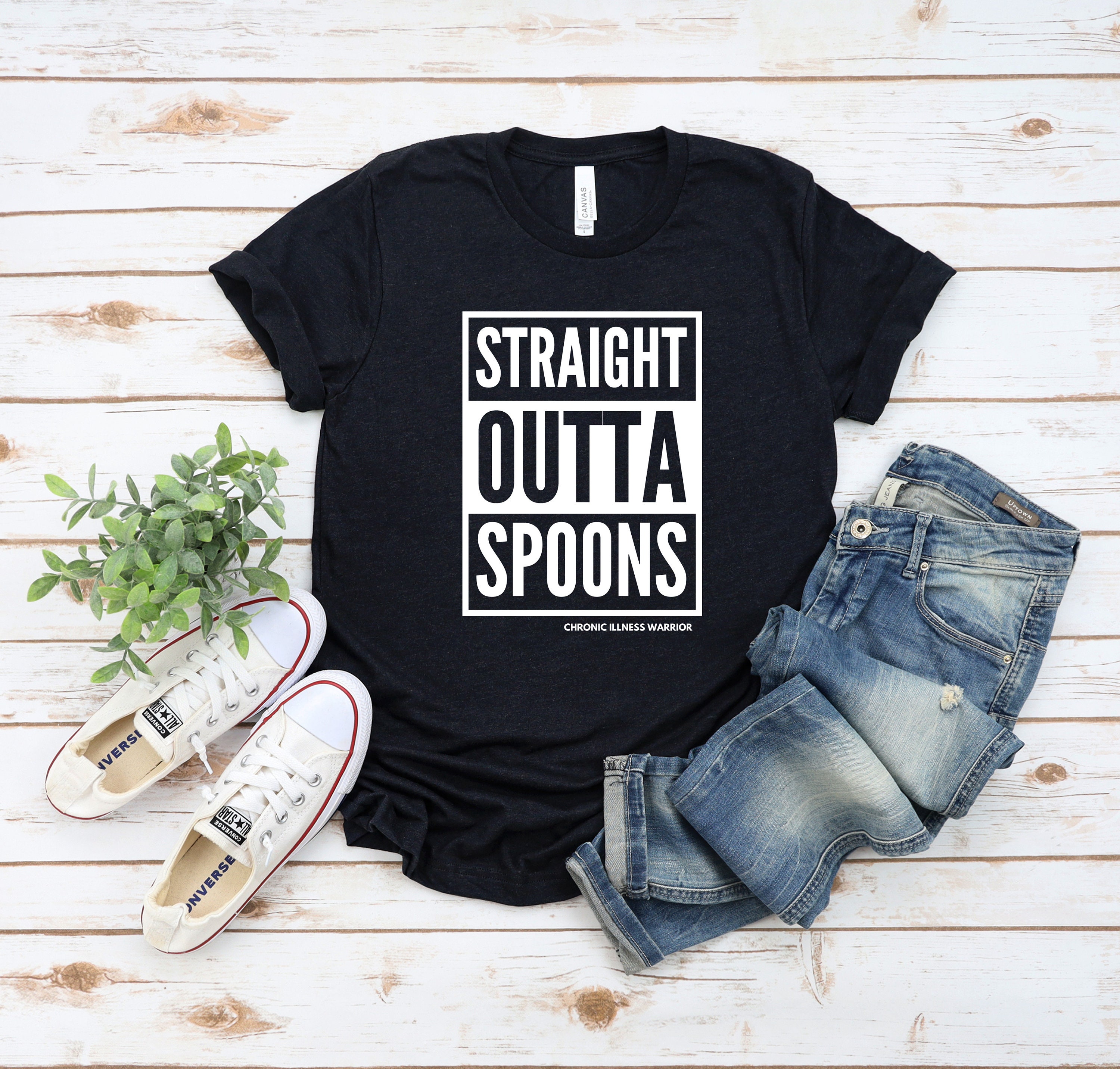 Spoonie "Straight Outta Spoons" Unisex T-Shirt | Spoon Theory, Chronic Illness, Invisible Illness | Dysautonomia, EDS, Autoimmune Disease