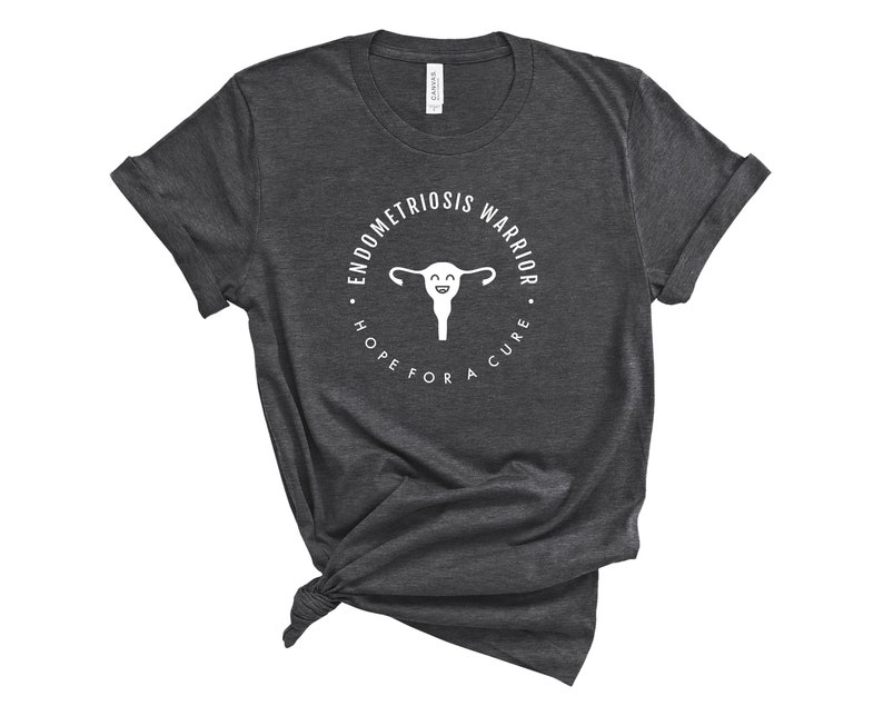 Endometriosis Warrior Hope For a Cure T-Shirt Pelvic Pain, Cramps, Uterus, Endometriosis Surgery Tee Dark Grey Heather