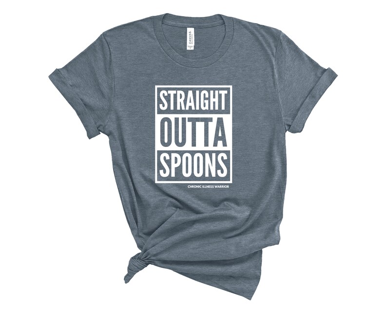 Spoonie Straight Outta Spoons Unisex T-Shirt Spoon Theory, Chronic Illness, Invisible Illness Dysautonomia, EDS, Autoimmune Disease Heather Slate