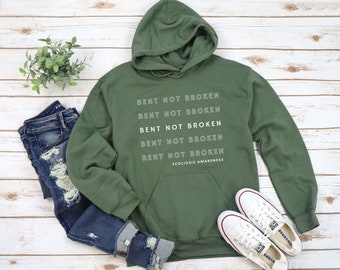 Cute Scoliosis "Bent Not Broken" Unisex Hooded Sweatshirt | Scoliosis Awareness Hoodie, Scoliosis Surgery Gift, Fun Scoliosis Apparel