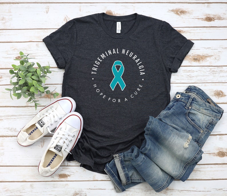 Trigeminal Neuralgia Hope For A Cure Unisex Awareness T-Shirt Trigeminal Neuralgia Awareness Tee, Facial Pain Warrior, Cute TN Apparel Dark Grey Heather