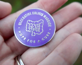 RETIRING ITEM | Ulcerative Colitis Warrior "Hope For A Cure" 1.25" Enamel Pin | UC Awareness Pin, Cute Colitis Warrior Gift, Intestines Pin
