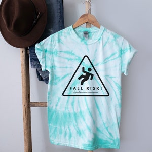 Cute Dysautonomia "Fall Risk" Tie-Dye Unisex T-Shirt | POTS Awareness Tie Dye Tee, Dysautonomia Warrior Gift, POTS Apparel, POTS Gifts