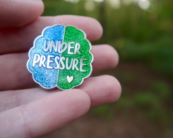 RETIRING ITEM | Intracranial Hypertension "Under Pressure" 1.25" Glitter Enamel Pin | IIH Warrior Pin, Ptc Awareness, Pseudotumor CerebriI