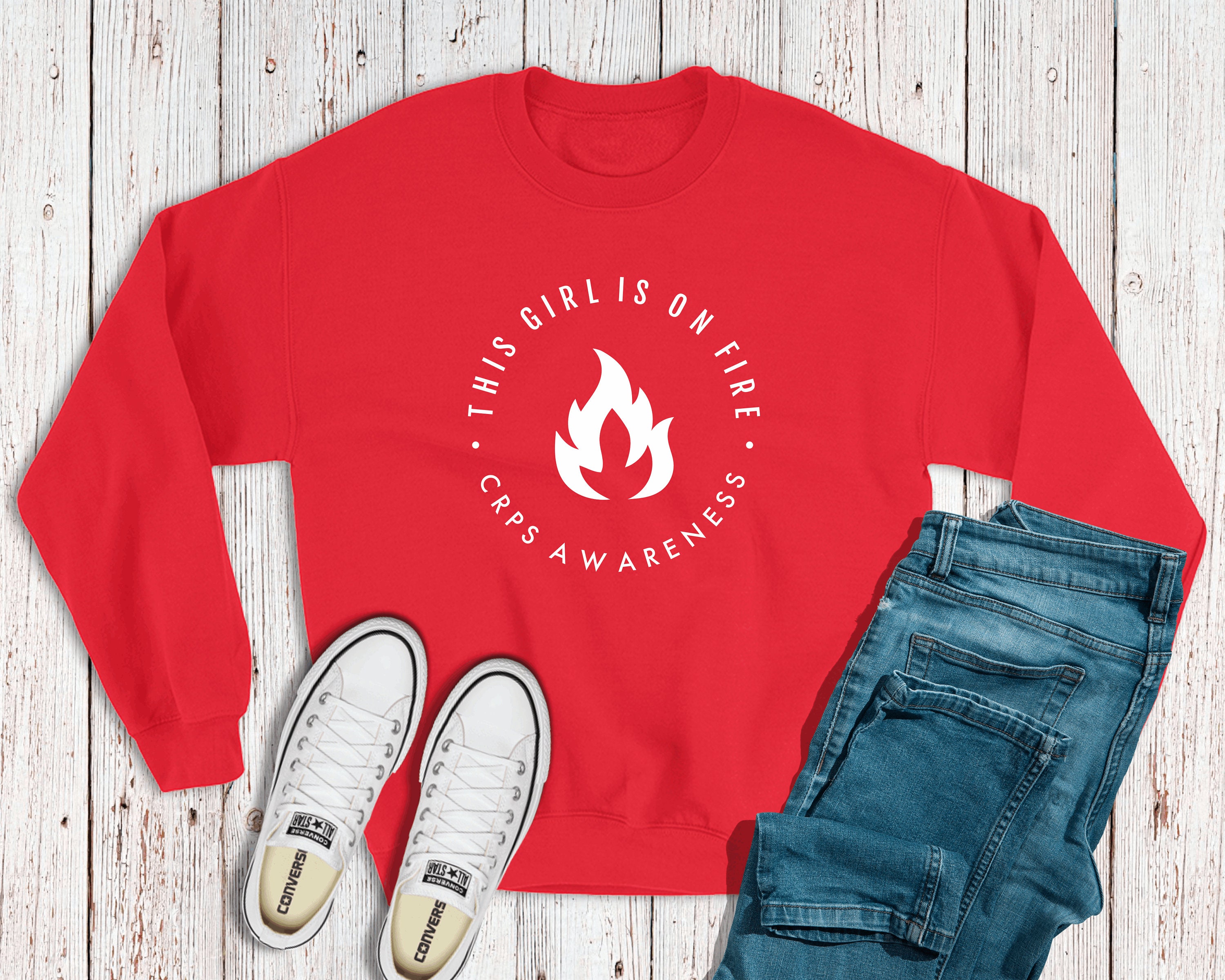 CRPS This Girl Is On Fire Awareness Crewneck | Etsy