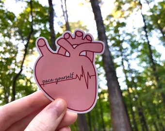 RETIRING ITEM | Pace Yourself 3” Vinyl Red Sticker | Pacemaker Warrior, Pacemaker Surgery, Dysautonomia, POTS, Tachycardia