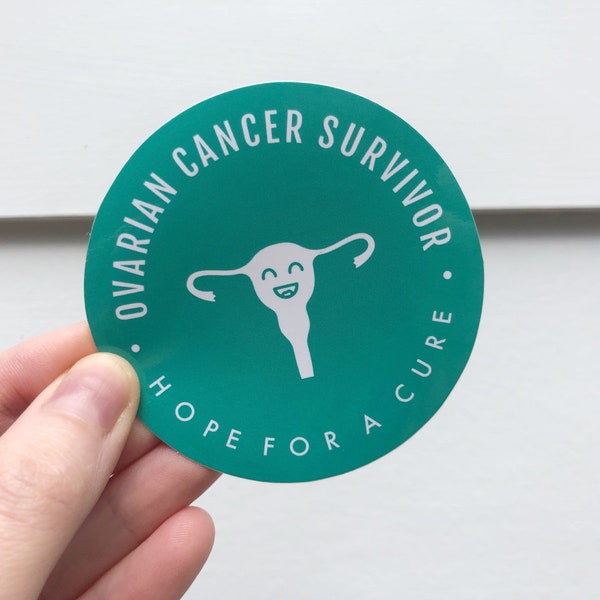 RETIRING ITEM | Ovarian Cancer Survivor 3" Vinyl Sticker | Teal Awareness, Ovarian Cancer Warrior Sticker | Waterproof, Tearproof