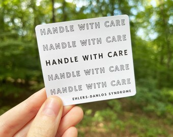 RETIRING ITEM | EDS "Handle With Care" 3" Vinyl Sticker | Ehlers Danlos Syndrome, Rare Disease, Zebra Warrior, Cute Eds Gift