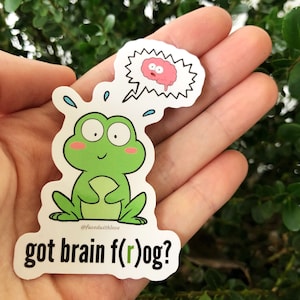RETIRING ITEM | Brain Frog Vinyl 3" Sticker | Brain Fog, Chronic Illness, Spoonie | Waterproof, Tearproof