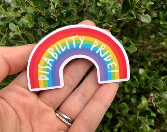RETIRING ITEM | Disability Pride 3” Rainbow Vinyl Sticker | Disability Awareness Sticker, Invisible Disability Gift, Disabled Person Sticker