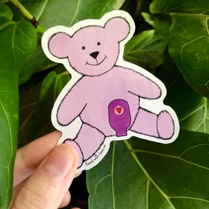 RETIRING ITEM | Cute Ostomy Bear 3” Vinyl Purple Sticker |  No Colon Still Rollin' | Ileostomy, Total Colectomy, Colostomy, Crohns & Colitis