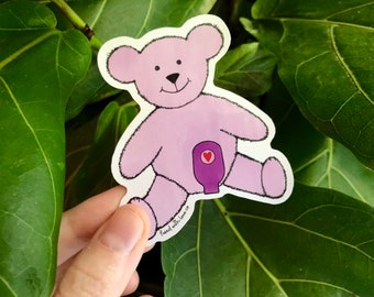 RETIRING ITEM | Cute Ostomy Bear 3” Vinyl Purple Sticker |  No Colon Still Rollin' | Ileostomy, Total Colectomy, Colostomy, Crohns & Colitis