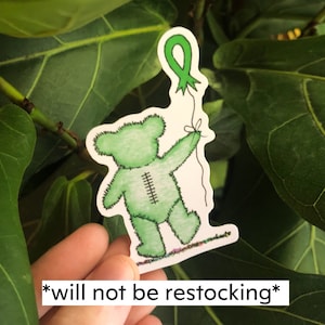 RETIRING ITEM | Scoliosis Surgery Bear Watercolor 3" Vinyl Sticker | Scoliosis Awareness Sticker, Scoliosis Surgery Gift