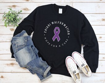 Chiari Malformation "Hope For A Cure" Crewneck Sweatshirt | Chiari Awareness Apparel, Chiari Decompression Surgery Gift, Chiari Strong