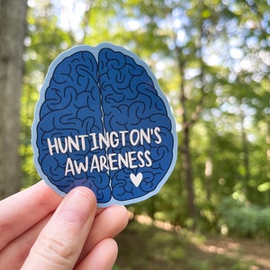 RETIRING ITEM | Huntington Disease Awareness Cute Brain 3" Vinyl Sticker | Huntington's Warrior Sticker, Huntington's Warrior Gift