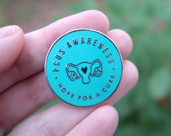 RETIRING ITEM | PCOS Awareness "Hope For a Cure" 1.25" Enamel Pin | Polycystic Ovary Syndrome Warrior, Pcos Strong Pin, Pcos Surgery Gift