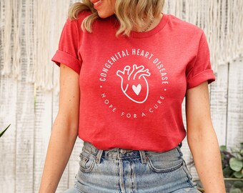 Congenital Heart Disease "Hope For A Cure" Unisex T-Shirt | Congenital Heart Defects Tee, CHD Awareness Gift, Cute CHD Shirt, Heart Warrior