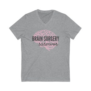 Brain Surgery Survivor Unisex V-Neck Tee Chiari Malformation, Intracranial Hypertension, Brain Cancer, Hydrocephalus, Brain Tumor T-Shirt image 5