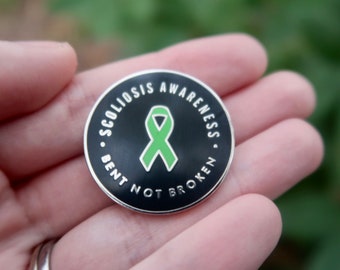 RETIRING ITEM | Scoliosis Awareness "Bent Not Broken" 1.25" Enamel Pin | Scoliosis Warrior Pin, Scoliosis Surgery Gift, Accessories