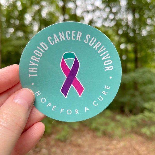 RETIRING ITEM | Thyroid Cancer Survivor 3" Vinyl Sticker | Thyroid Cancer Awareness, Thyroid Cancer Warrior Sticker | Waterproof, Tearproof