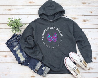 Thyroid Cancer Survivor "Hope For A Cure" Unisex Hoodie | Thyroid Cancer Awareness Sweatshirt, Cute Thyroid Cancer Gift, Thyroid Apparel