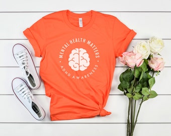 Cute ADHD "Mental Health Matters" Unisex Tee | ADHD Awareness Tee, Mental Health Awareness, Attention Deficit Hyperactivity Disorder Apparel