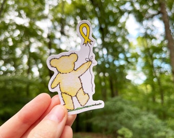 RETIRING ITEM | Gold Yellow Awareness Bear 3" Sticker | Childhood Cancer Awareness, Ewings Sarcoma Sticker, Bladder Cancer