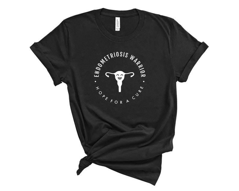 Endometriosis Warrior Hope For a Cure T-Shirt Pelvic Pain, Cramps, Uterus, Endometriosis Surgery Tee Black