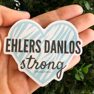 RETIRING ITEM | Ehlers Danlos Syndrome Strong Blue 3” Vinyl Heart Sticker | EDS | Zebra Print, Turquiose, Waterproof, Tearproof