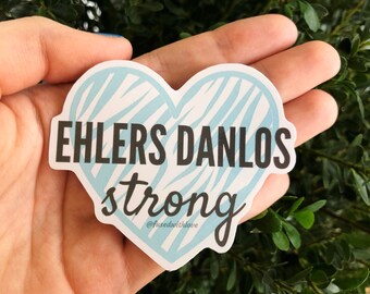 PERSÖNLICHER ARTIKEL | Ehlers Danlos syndrom stark blau 3 ”Vinyl Herz Aufkleber | EDS | Zebra Print, Türkis, Wasserfest, Reißfest