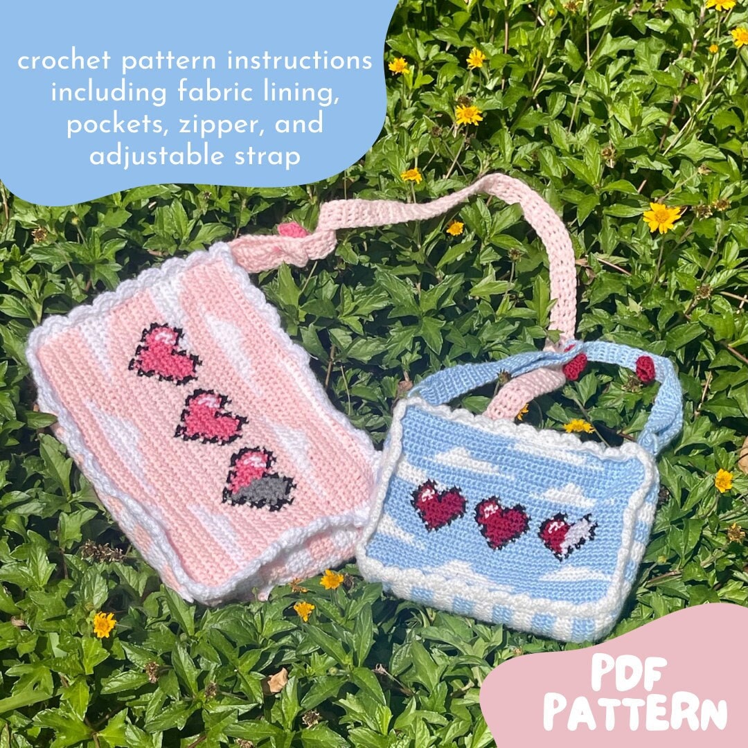 On Cloud 8-bit Tote Crochet PDF Pattern - Gamer Aesthetics Tote